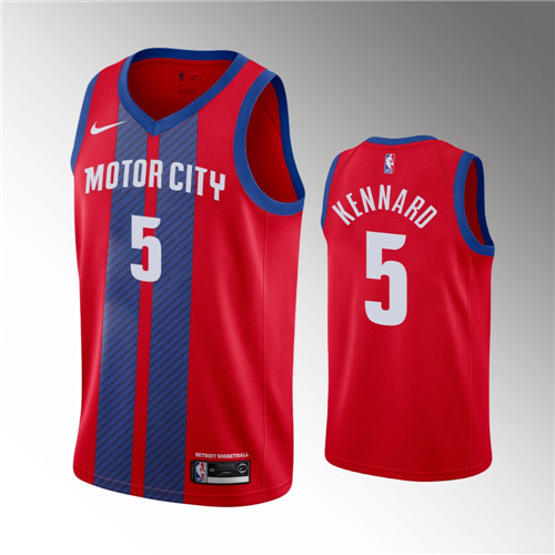 Men's Detroit Pistons #5 Luke Kennard Red 2019 City Edition Stitched Jersey Men's Detroit Pistons #5 Luke Kennard Red 2019 City Edition Stitched Jersey